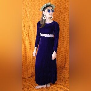 Vintage 60s Purple Velvet Prom Dress - Size XS (24" Waist)